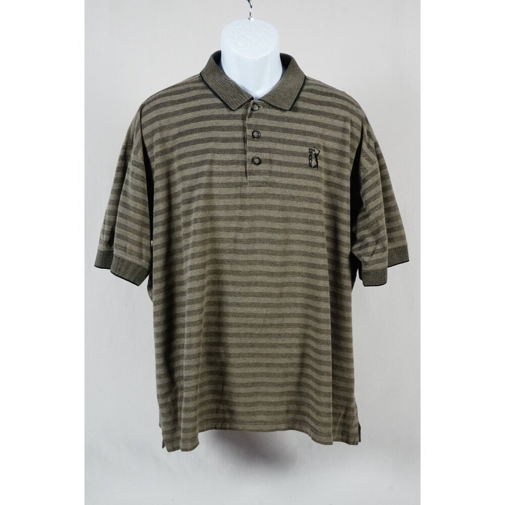 THE GAME Authentic PGA Tour Striped Golf POLO Shirt Men's XL 100% Cotton
